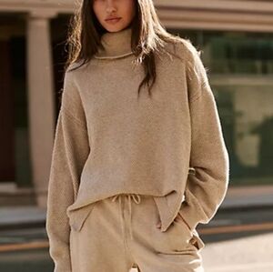 Free People Beige Hailee Turtleneck Co-Ord Sweater